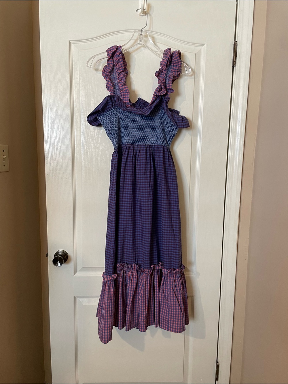 Lindsey Thornburg Queenie Smocked Gingham Midi Dress Handmade NYC Cotton Small - Picture 7 of 10